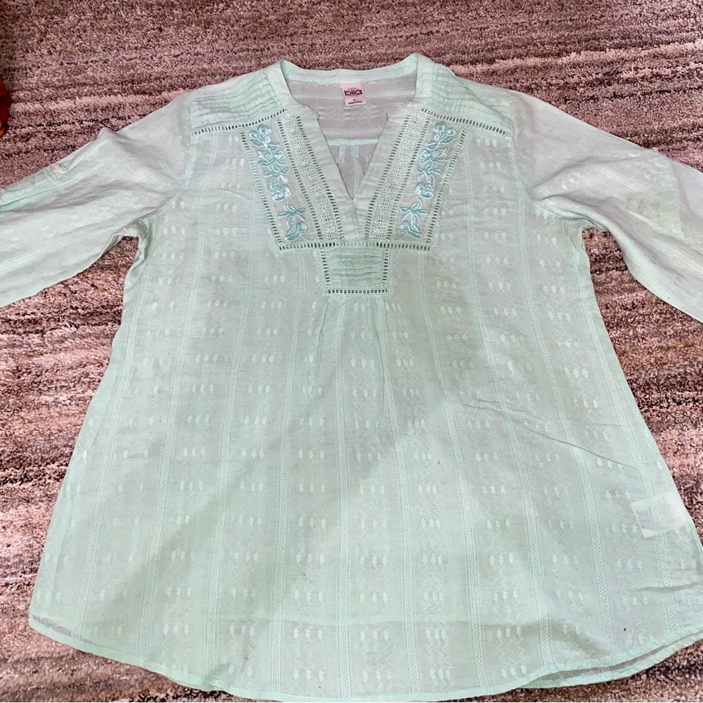 Bila Mint Green Embroidered Tunic Top (c2)